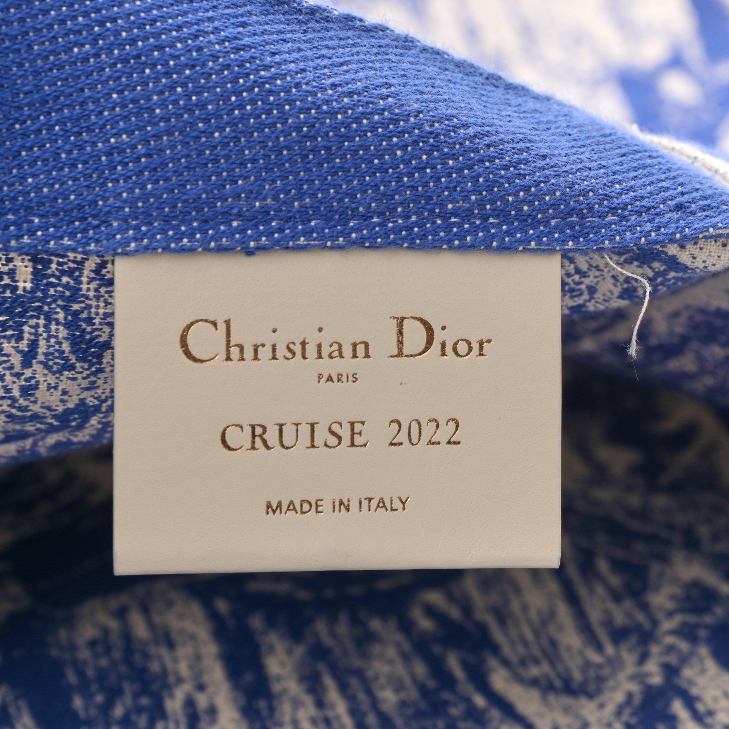 Christian Dior Canvas Print Cruise Tote Ivory Blue 5 of 10