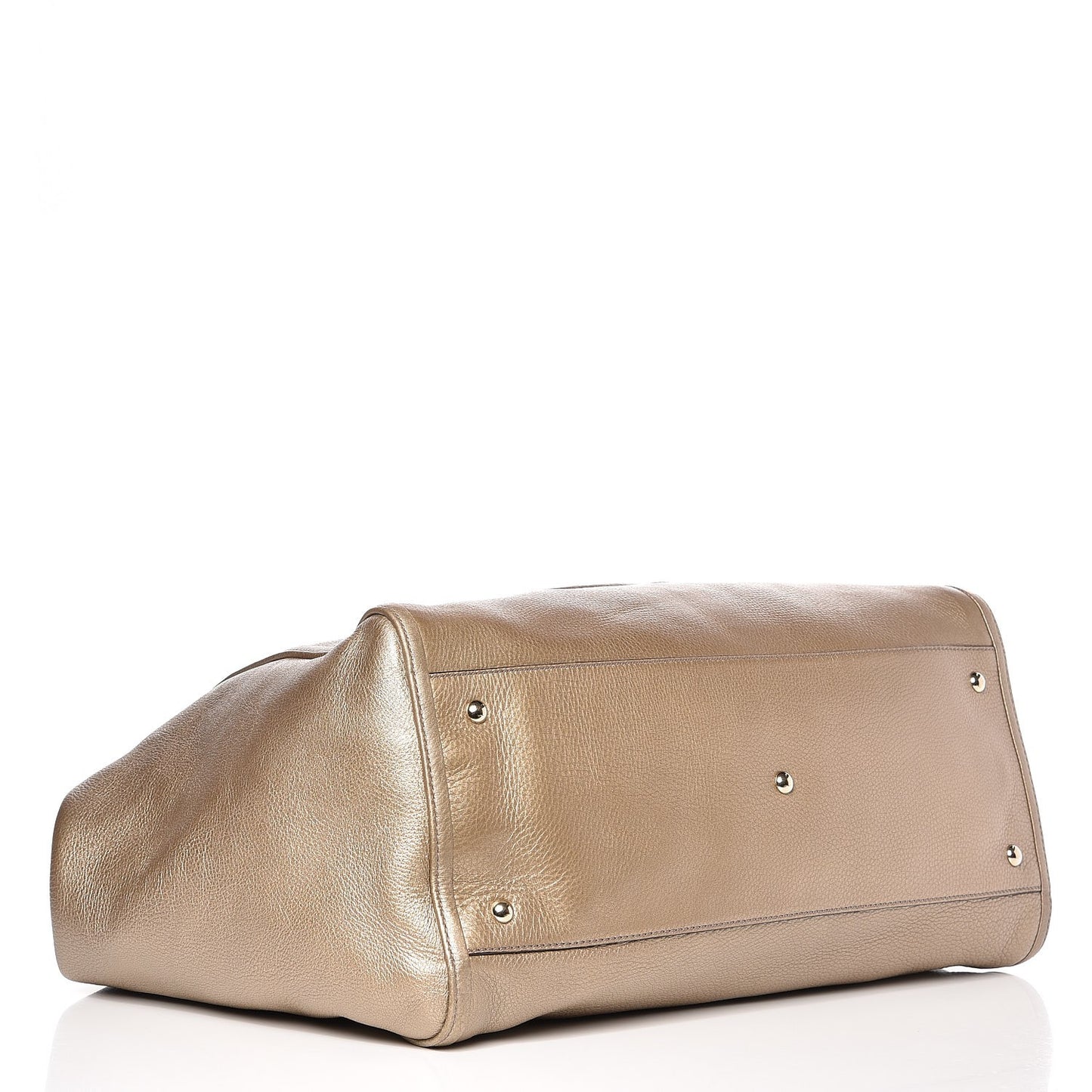 Metallic Pebbled Calfskin Large Soho Shoulder Bag Golden Beige
