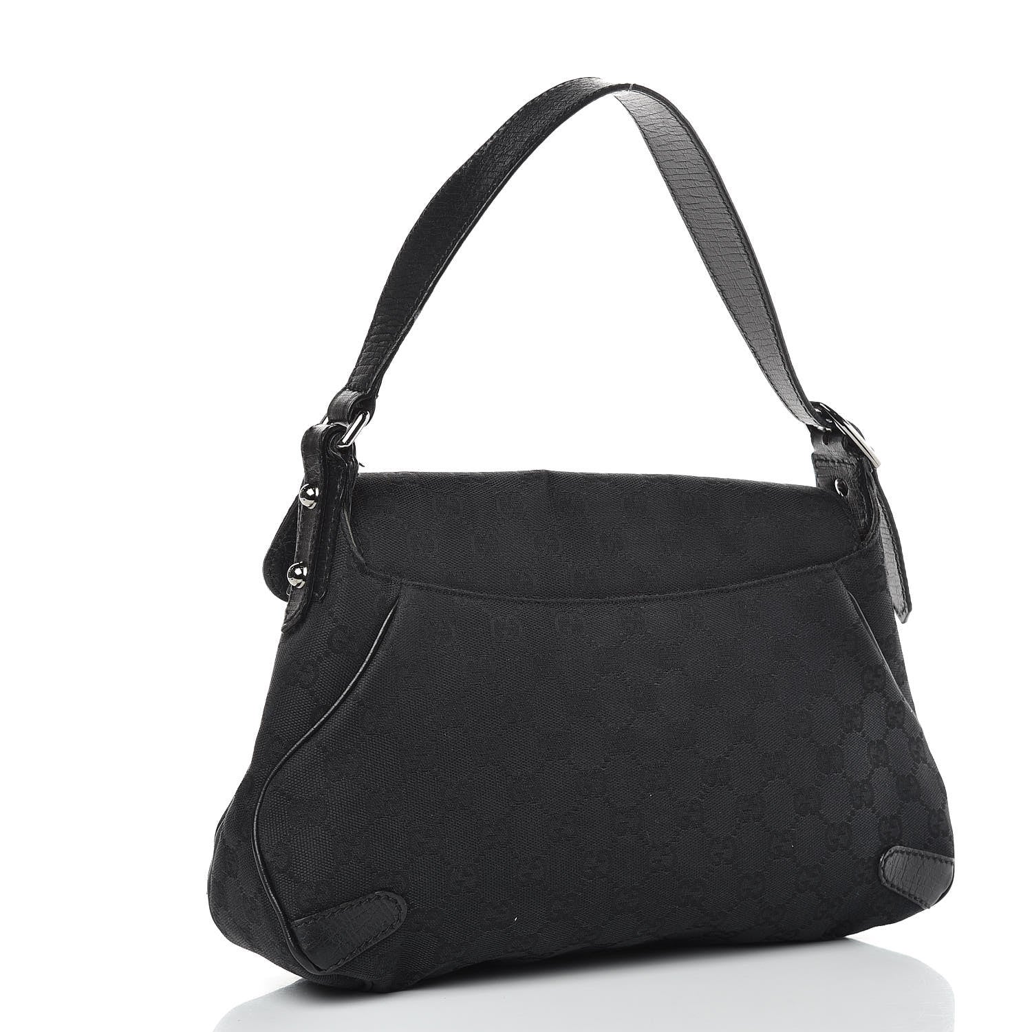 Gucci Monogram Horsebit Chain Flap Shoulder Bag Black 3 of 12