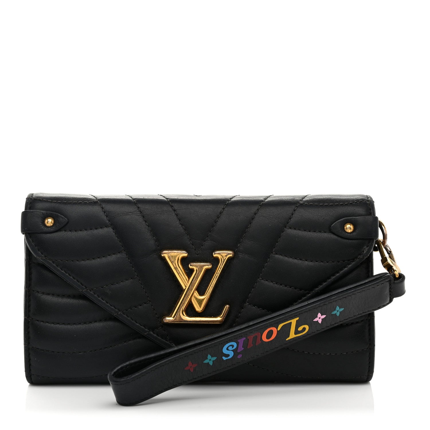 Louis Vuitton Calfskin New Wave Long Wallet Black 1 of 10