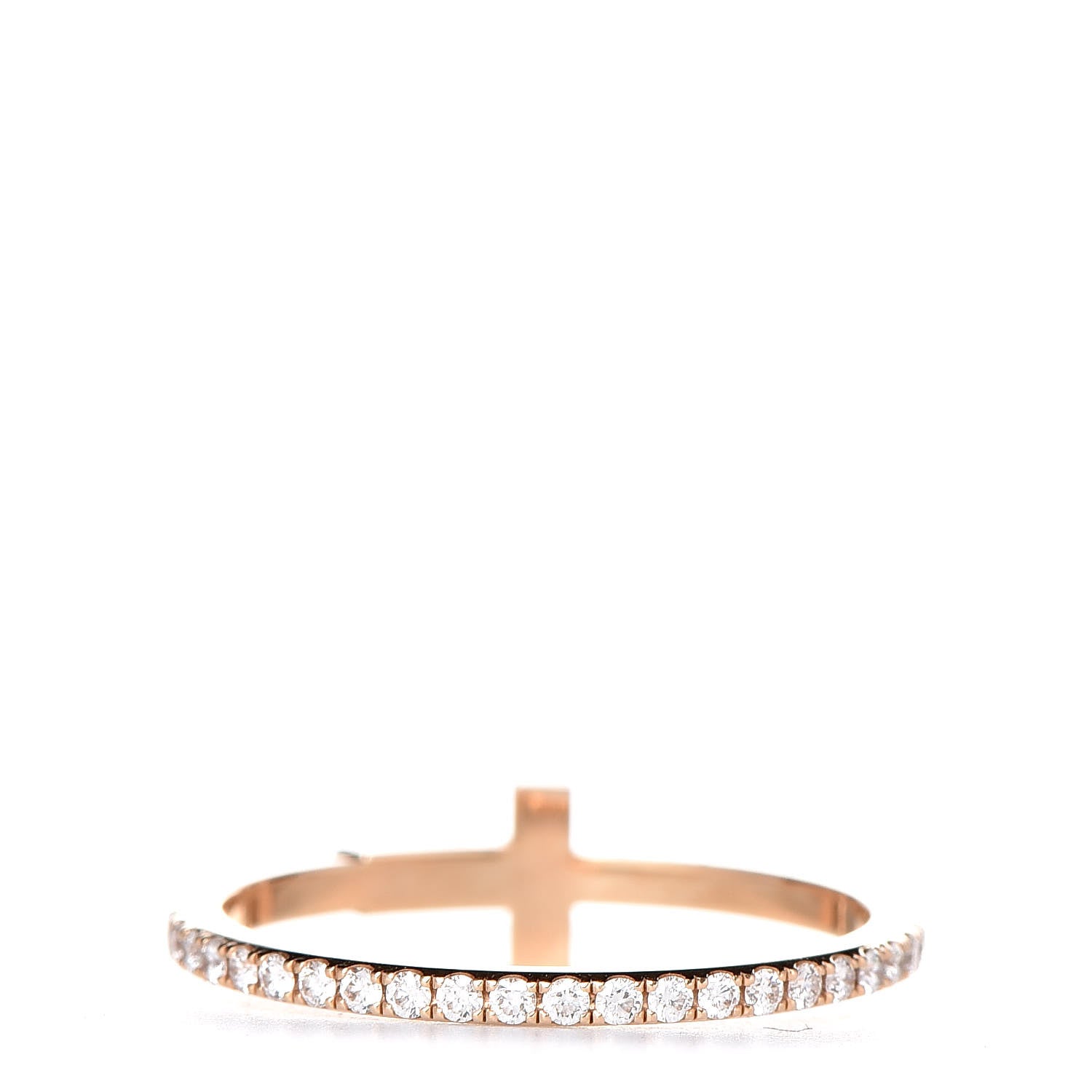 Tiffany 18K Rose Gold Diamond T Wire Pave Ring 48 4.5 4 of 6