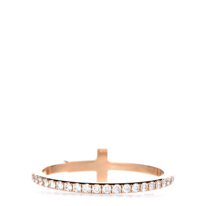 Tiffany 18K Rose Gold Diamond T Wire Pave Ring 48 4.5 4 of 6