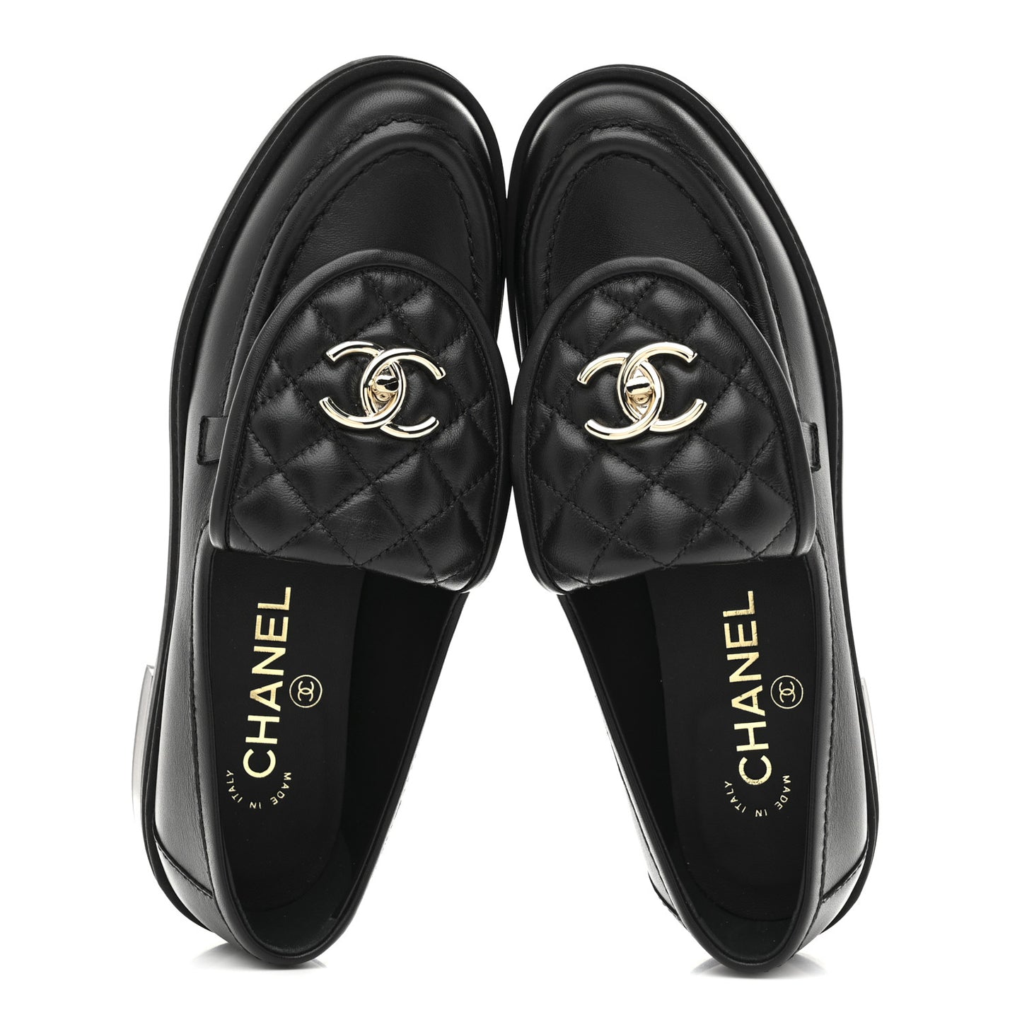 Lambskin Quilted CC Turnlock Loafers 37 Black