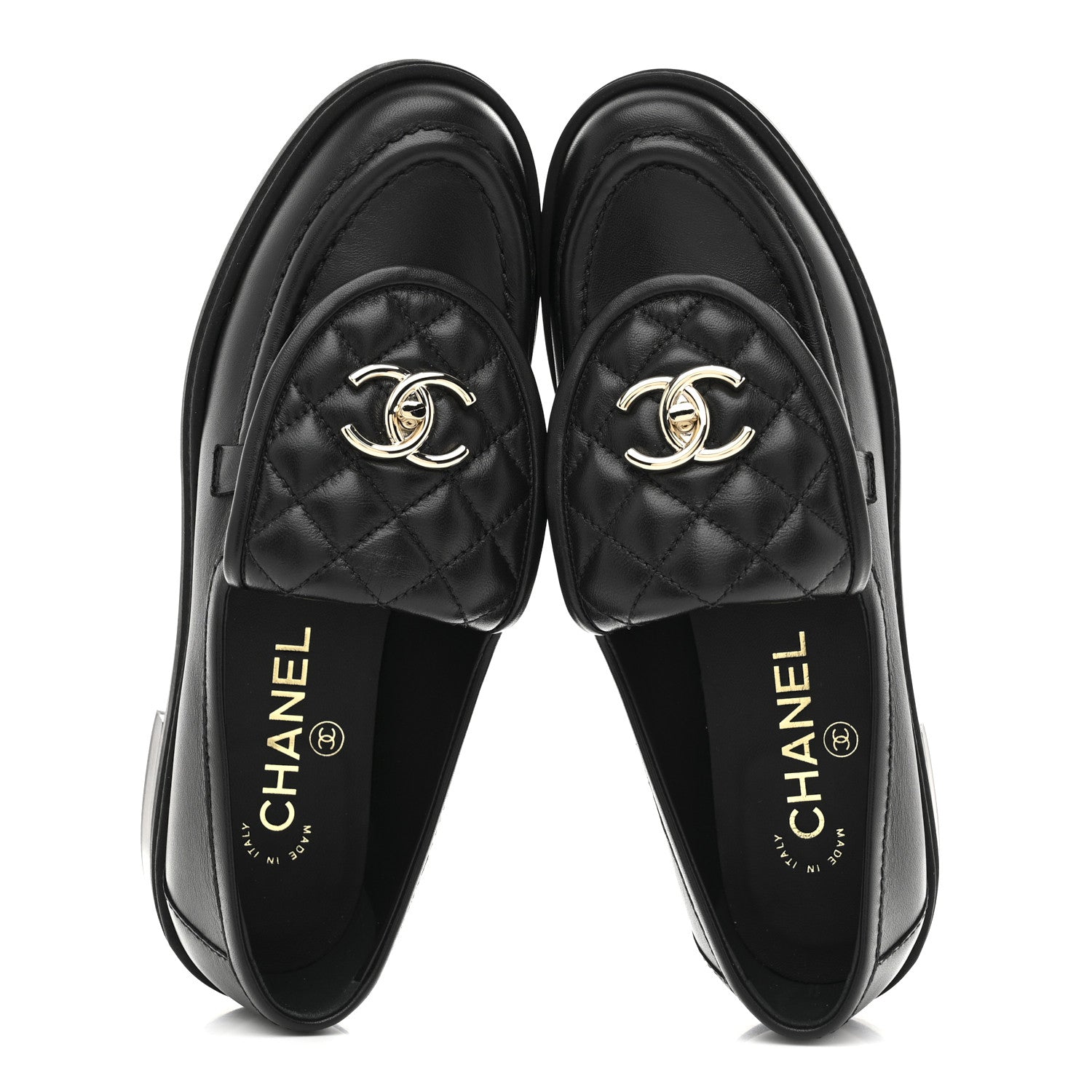 Chanel Lambskin Quilted CC Turnlock Loafers 37 Black 2 of 10