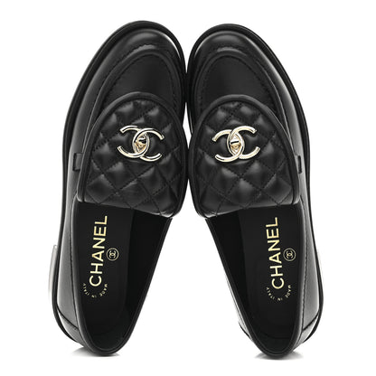 Chanel Lambskin Quilted CC Turnlock Loafers 37 Black 2 of 10