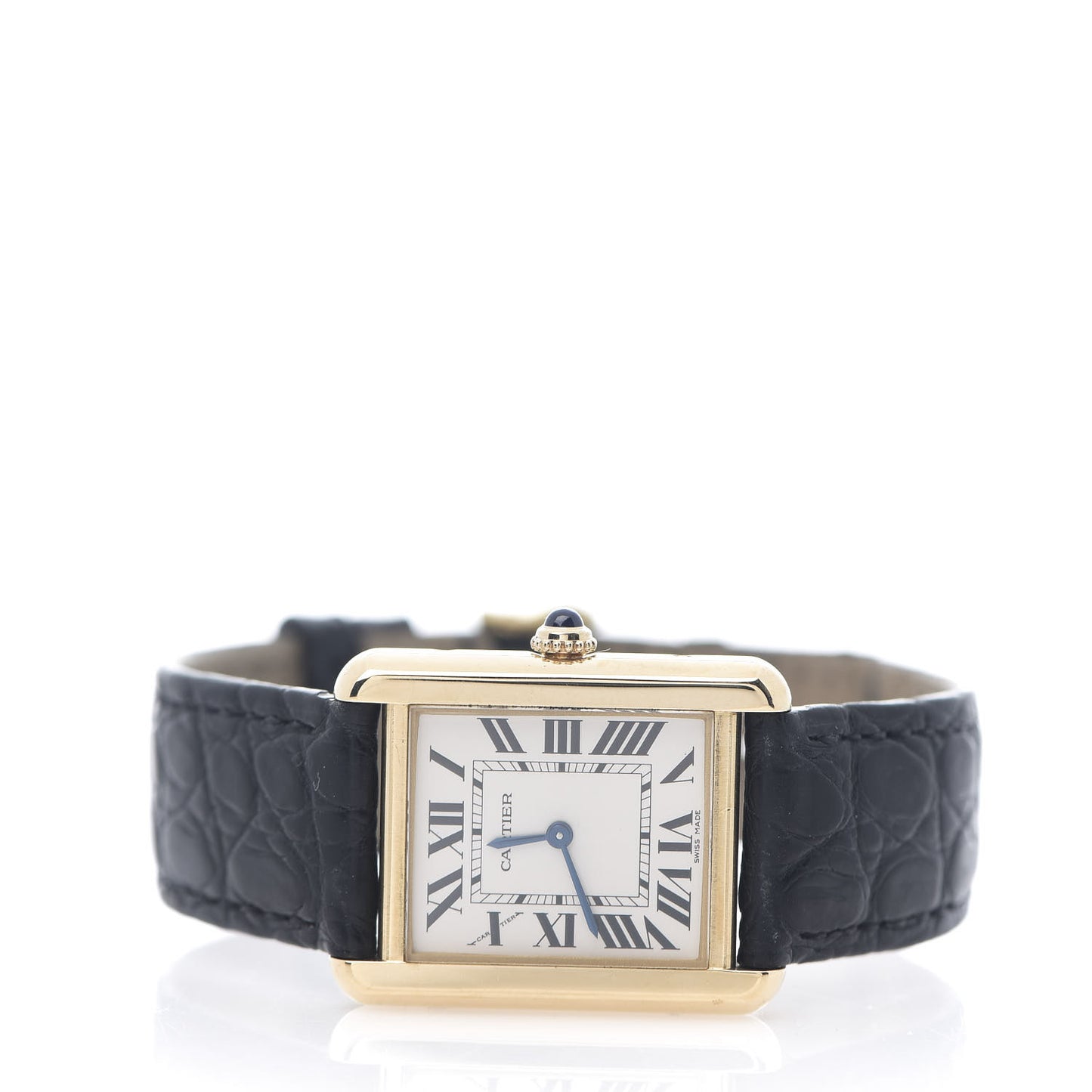 Stainless Steel 18K Yellow Gold Alligator 24mm Tank Solo Quartz Watch