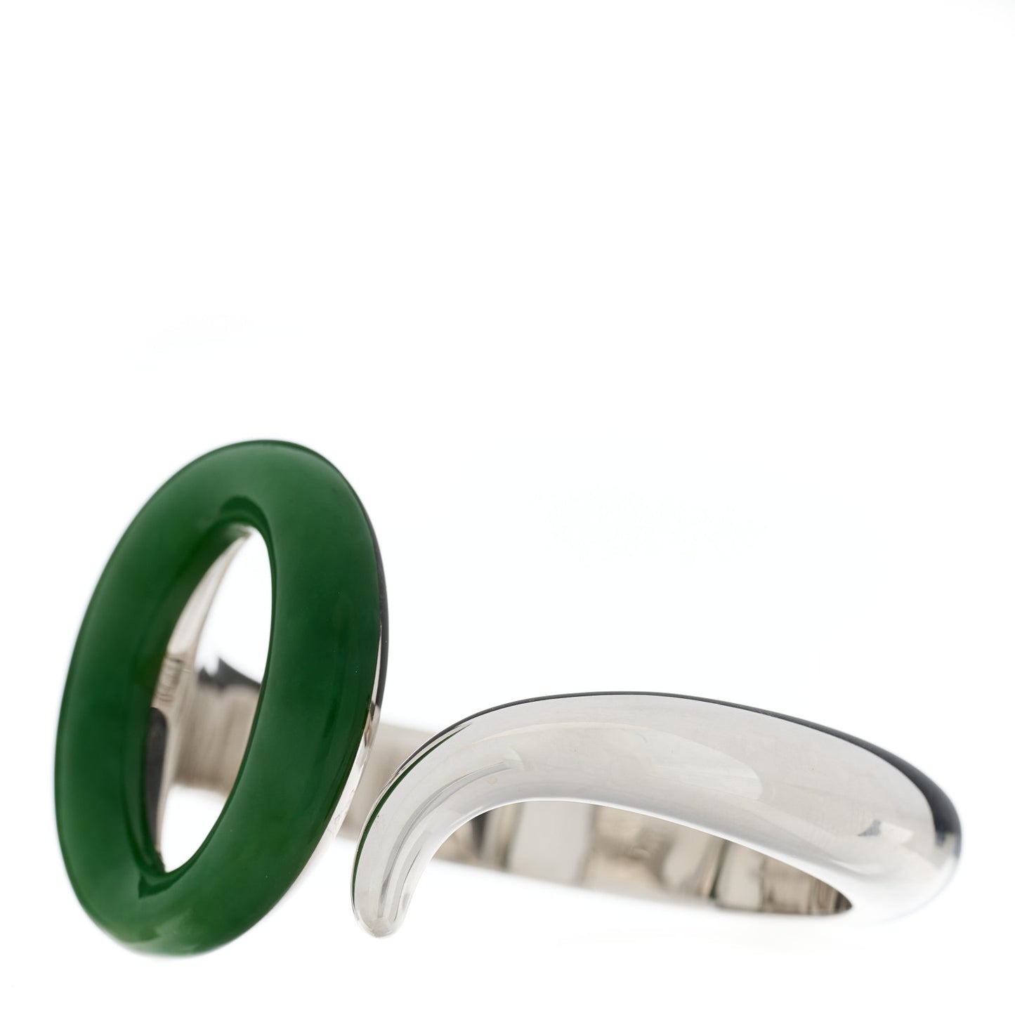 Sterling Silver Green Jade Elsa Peretti Sevillana Cuff Bracelet
