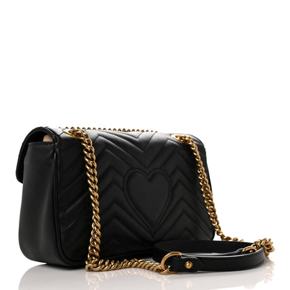 Gucci Calfskin Matelasse Small GG Marmont Shoulder Bag Black 3 of 9