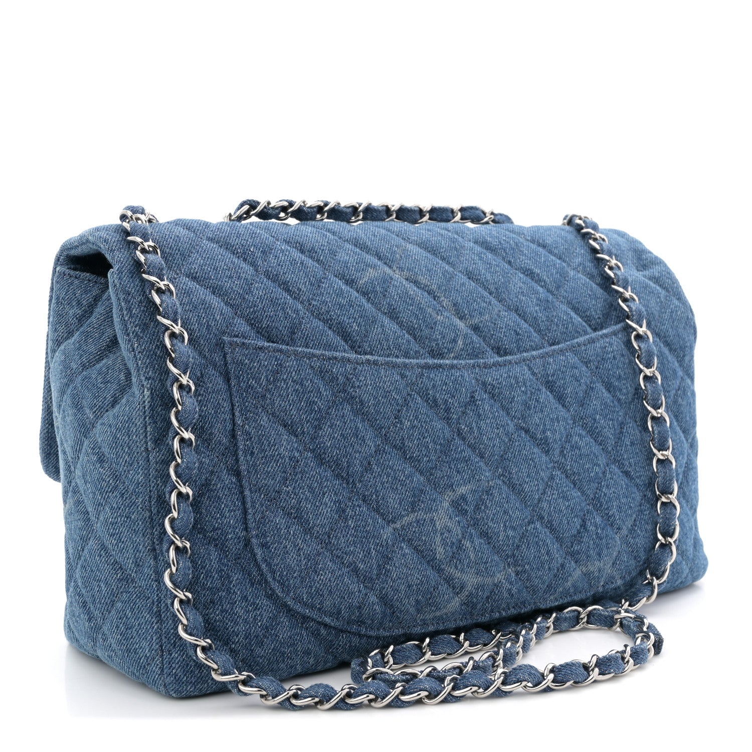 Chanel Denim Quilted CC Print Jumbo Single Flap Blue 3 of 11