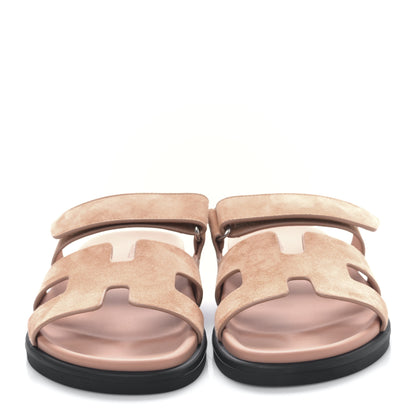 Hermes Suede Goatskin Womens Chypre Sandals 38 Nude 2 of 8