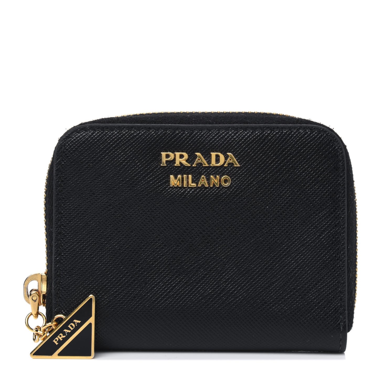 Saffiano Metal Zip Coin Purse Black