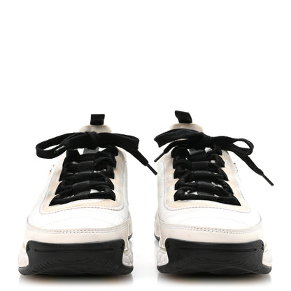 Chanel Velvet Calfskin Mixed Fibers CC Sneakers 39 Ivory Black 3 of 7