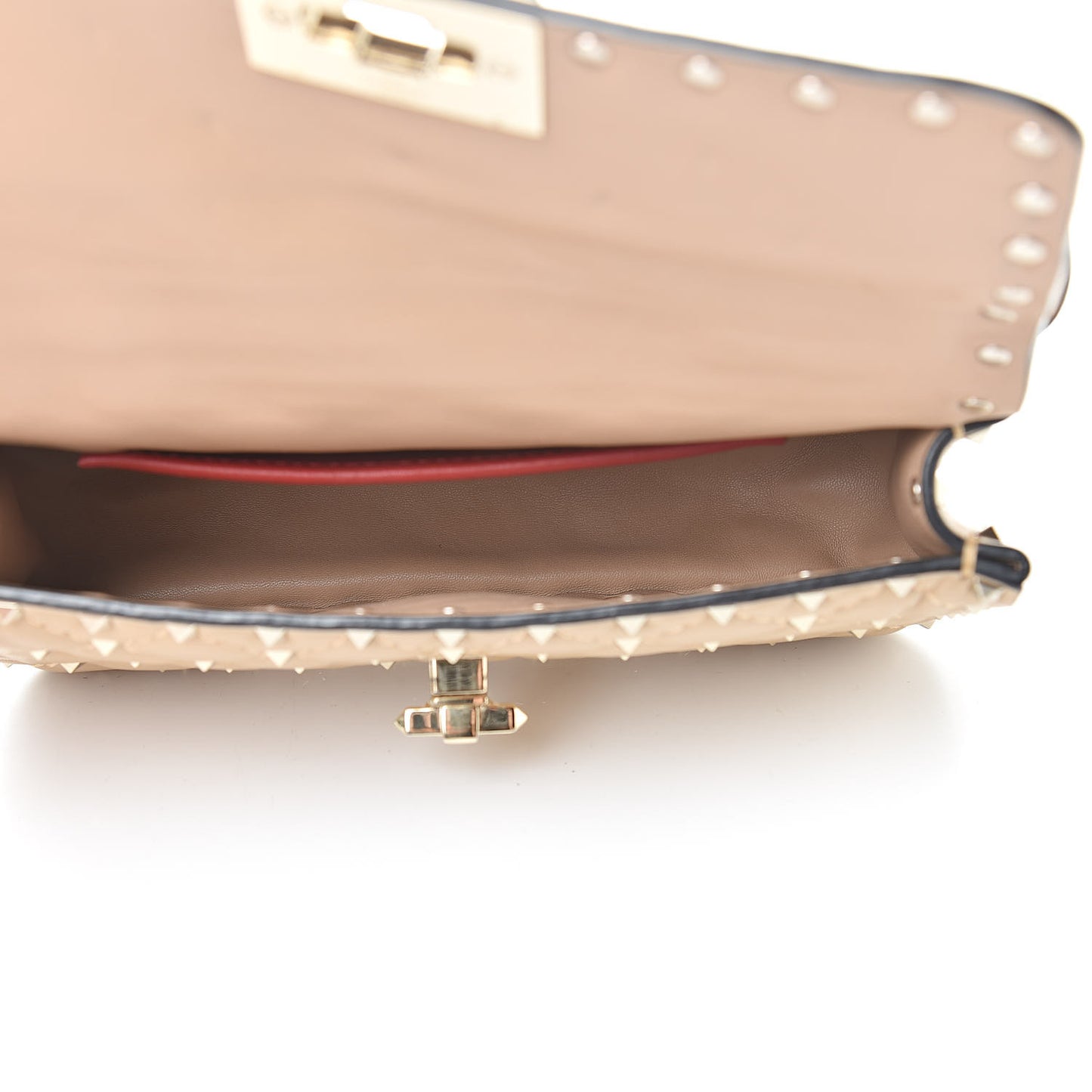 Nappa Small Rockstud Spike Shoulder Bag Camel Rose