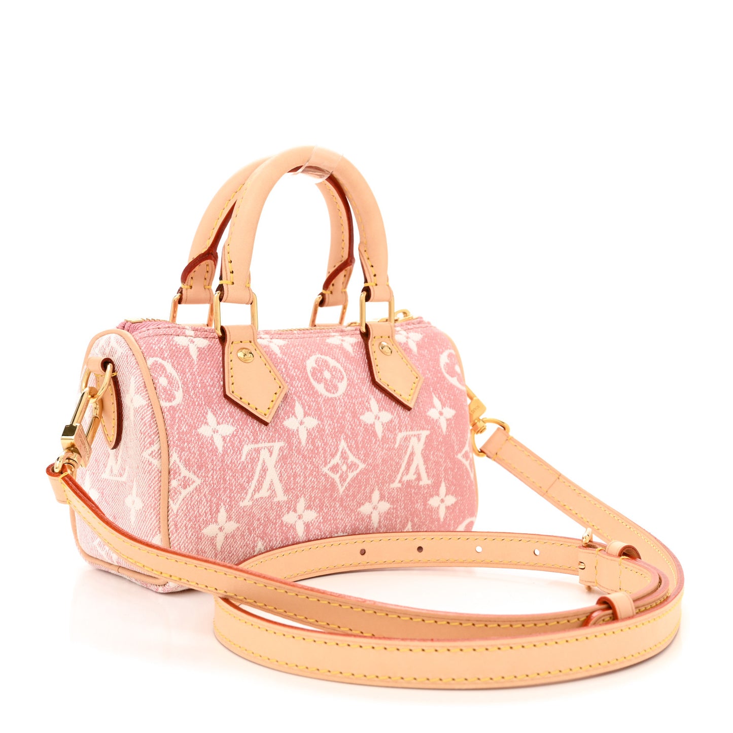 Monogram Jacquard Denim Nano Speedy Bandouliere Pink