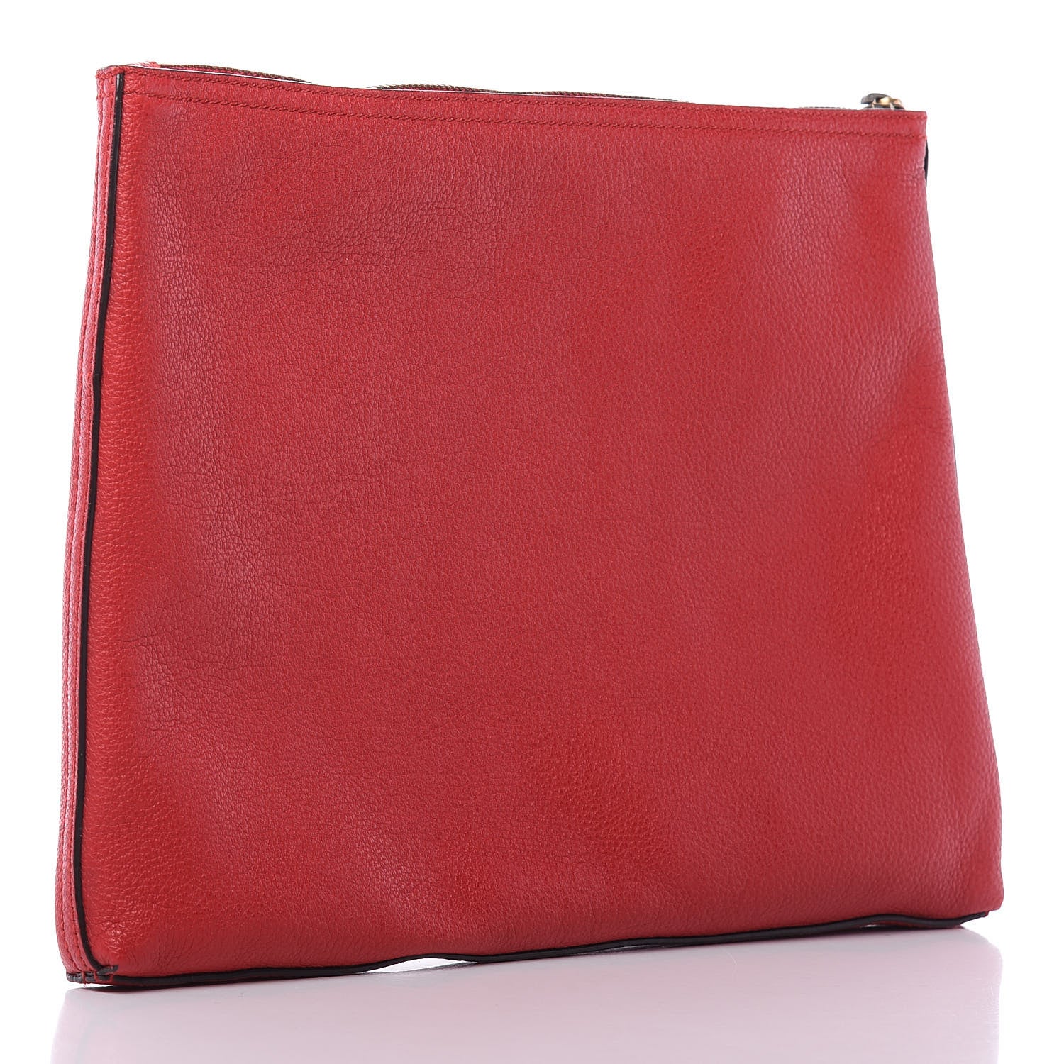 Gucci Pebbled Calfskin Medium Logo Portfolio Clutch Hibiscus Red 2 of 9