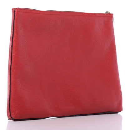 Gucci Pebbled Calfskin Medium Logo Portfolio Clutch Hibiscus Red 2 of 9