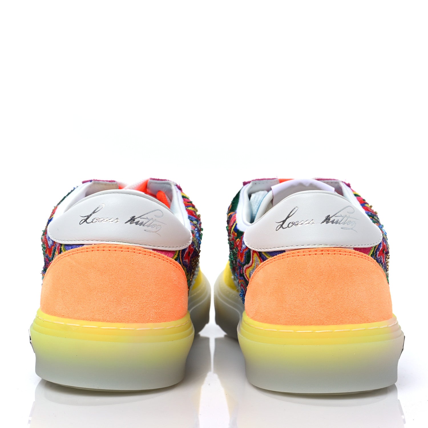 Louis Vuitton Suede Sequin Monogram Mens LV Ollie Sneakers 9 Yellow Multicolor 5 of 9