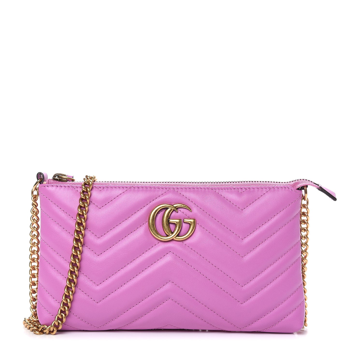 Calfskin Matelasse Mini GG Marmont Chain Bag Candy Mousse