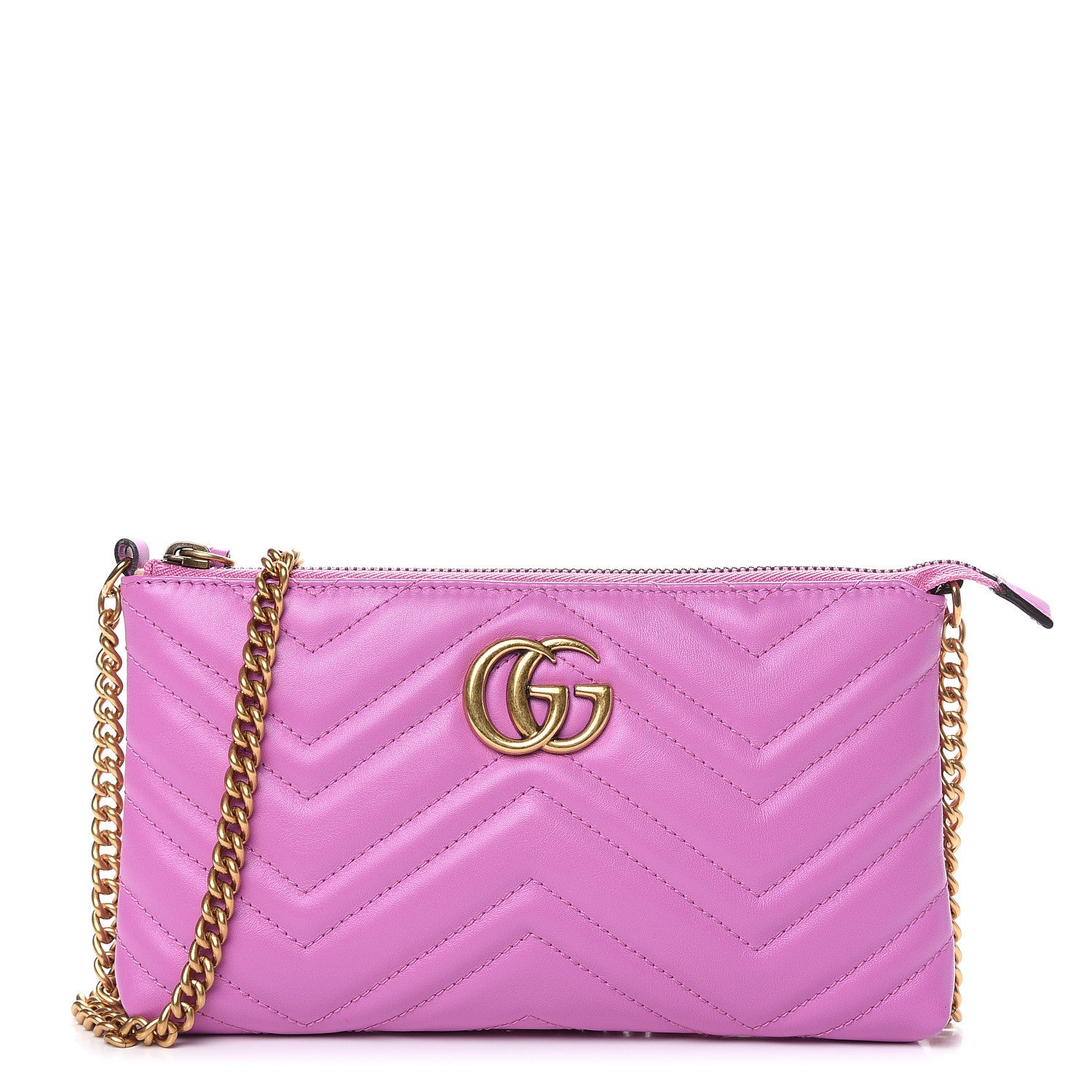 Gucci Calfskin Matelasse Mini GG Marmont Chain Bag Candy Mousse 1 of 11