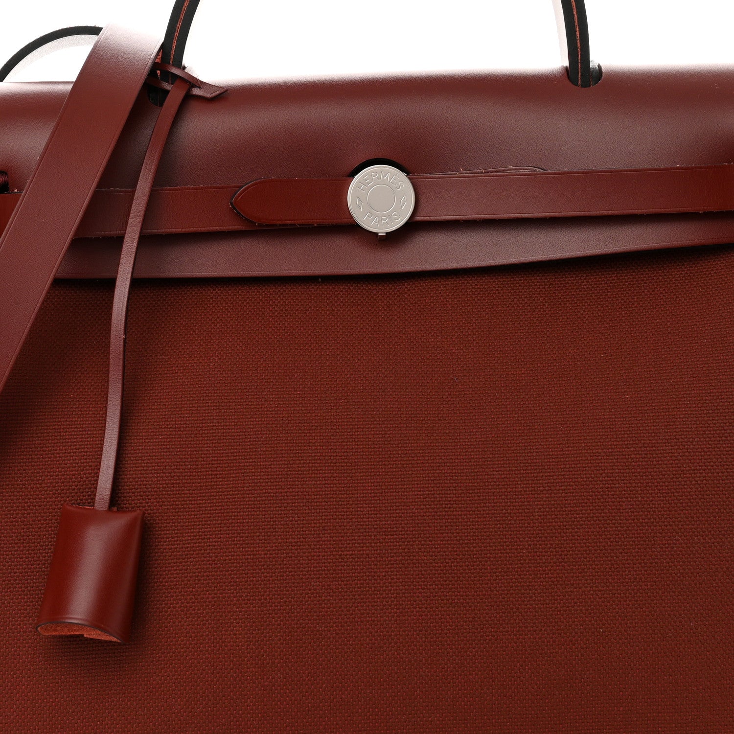 Hermes Military Toile Vache Hunter Herbag Zip Retourne 31 PM Rouge H 9 of 11