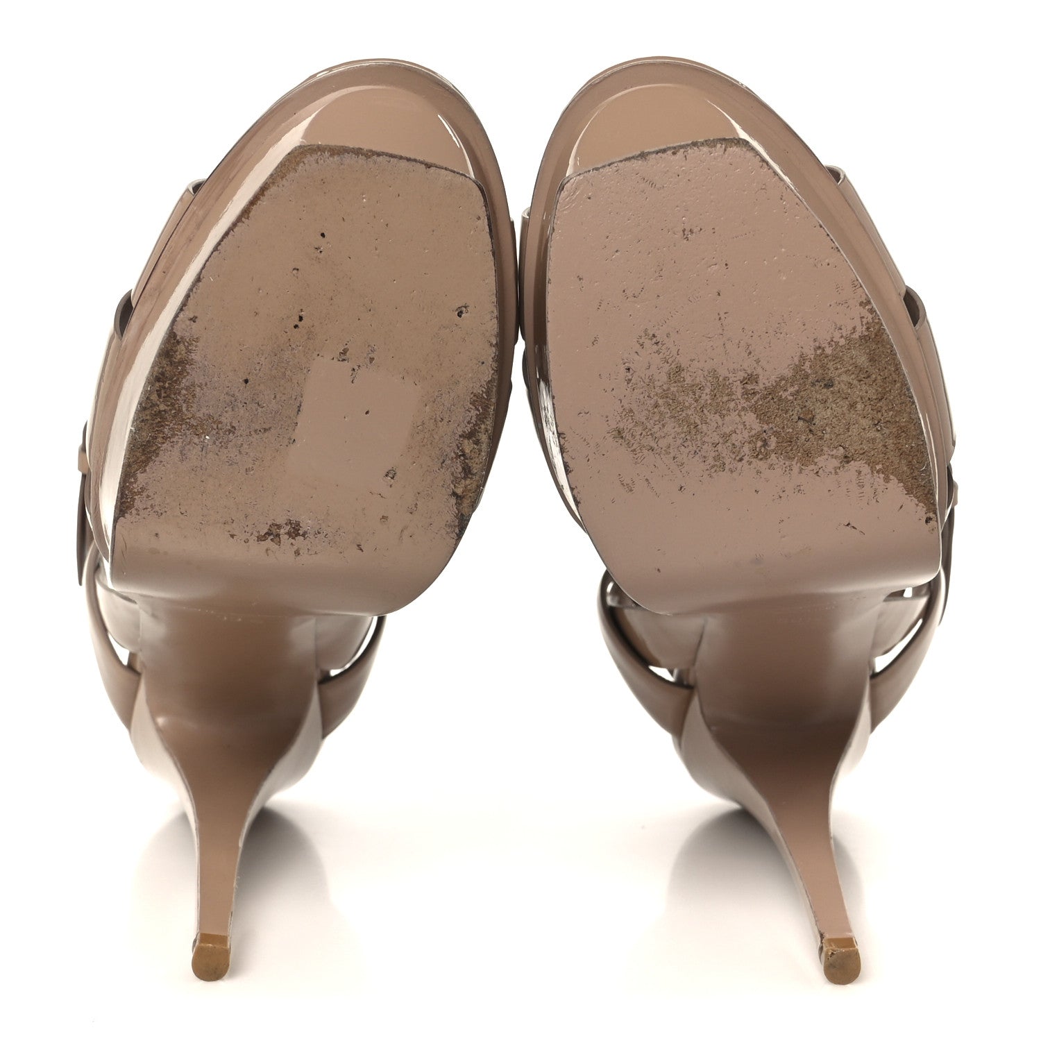Saint Laurent Vitello Vernice Tribute 105 Platform Sandals 39.5 Nude 6 of 10
