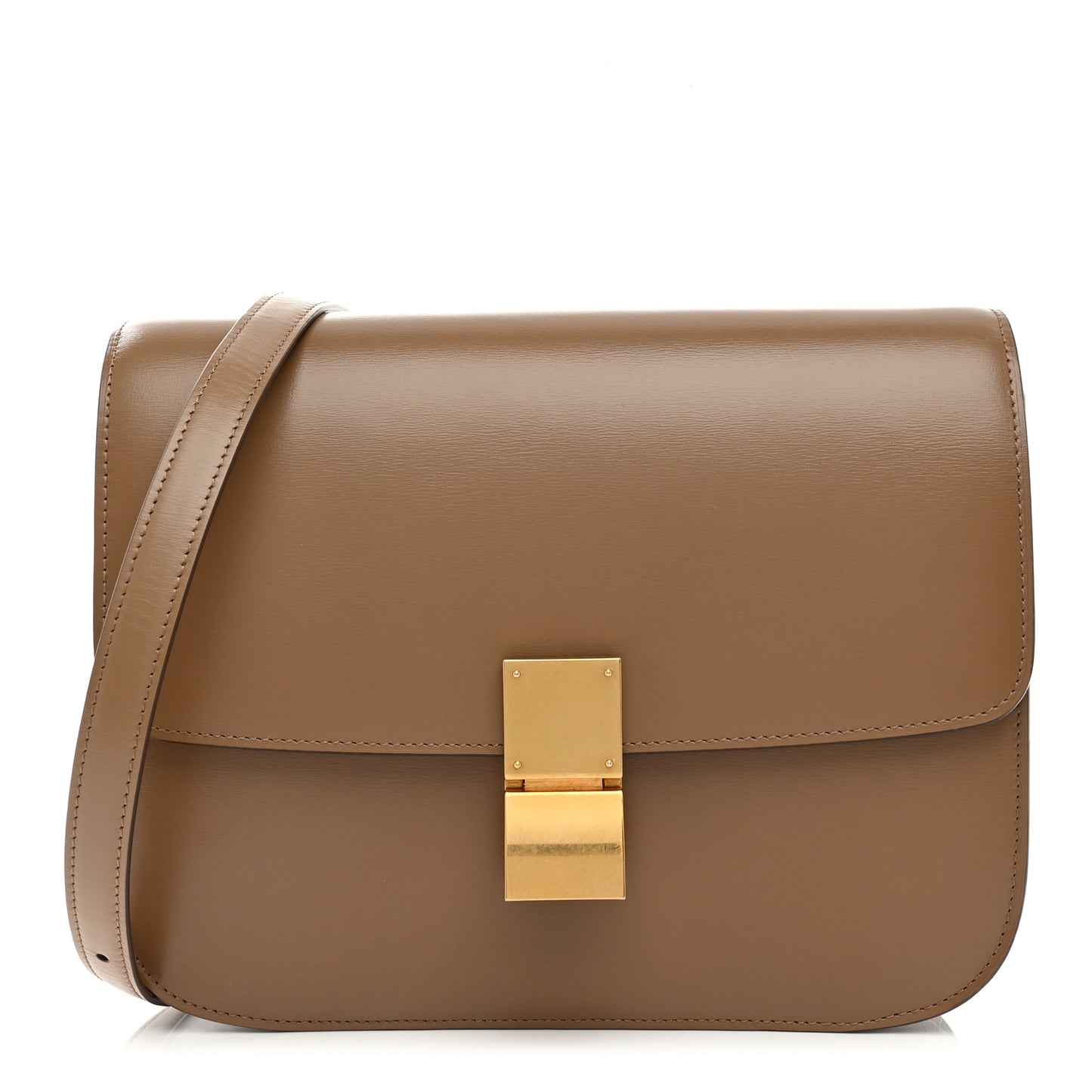 Box Calfskin Medium Classic Box Flap Bag Taupe