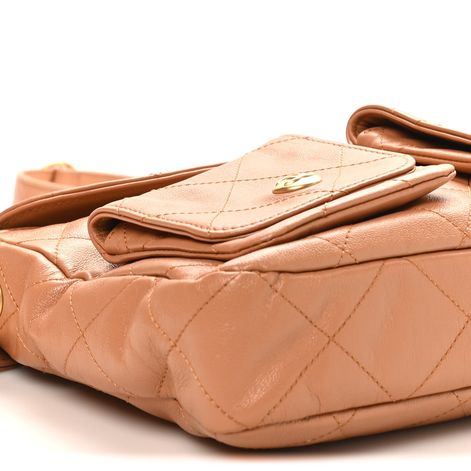 Chanel Shiny Calfskin Quilted Small Supple Twins Hobo Bag Brown 9 of 10