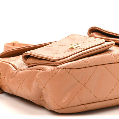 Chanel Shiny Calfskin Quilted Small Supple Twins Hobo Bag Brown 9 of 10