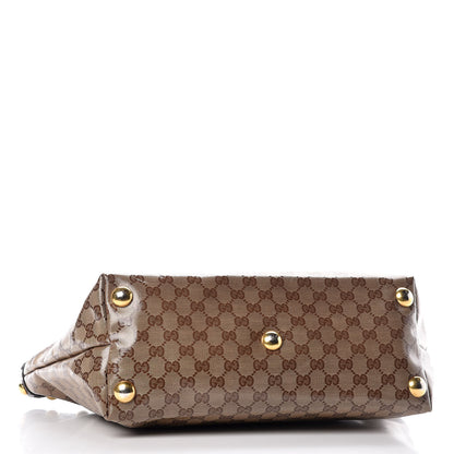 Gucci Crystal Monogram Medium Babouska Shopping Tote Dark Brown 4 of 10