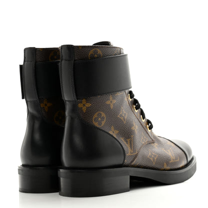 Louis Vuitton Calfskin Monogram Wonderland Flat Ranger Boots 38 Black 4 of 11