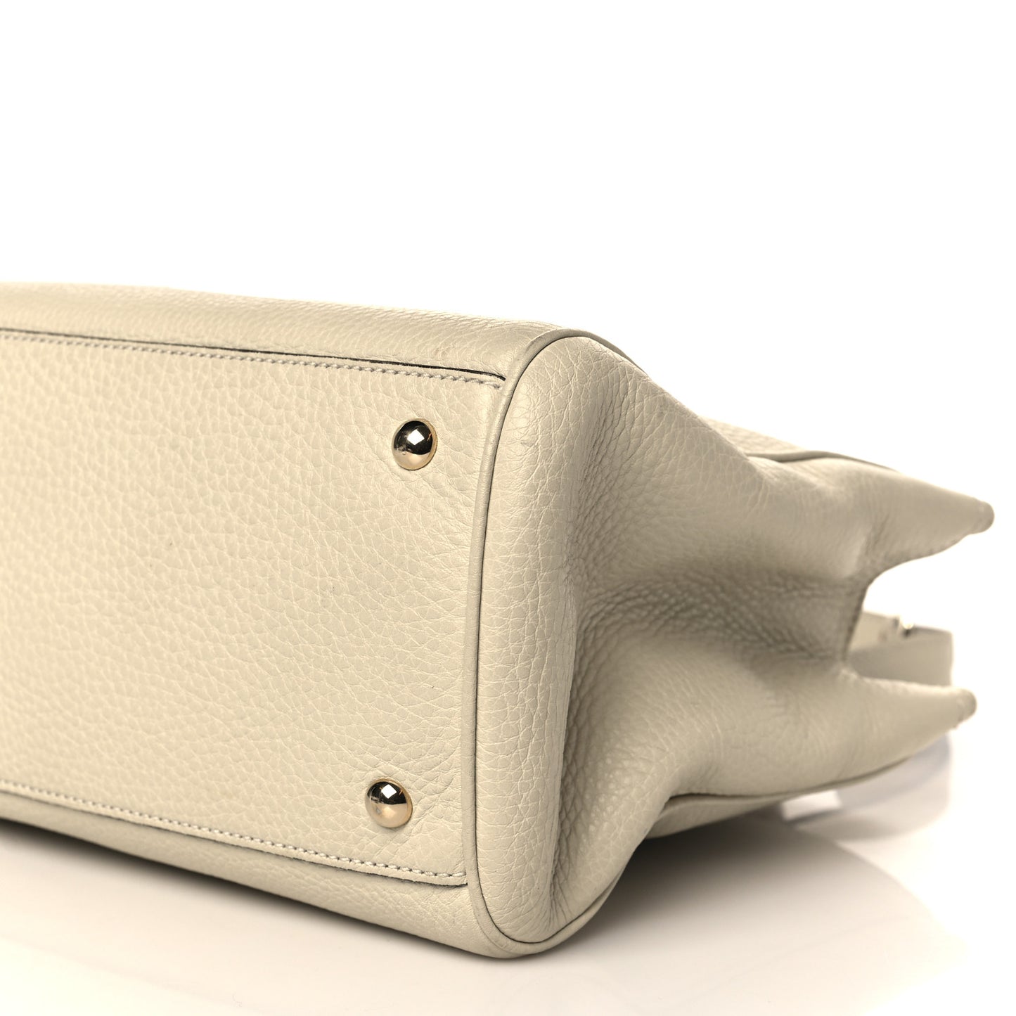 Pebbled Calfskin Medium Bamboo Shopper Tote Off White