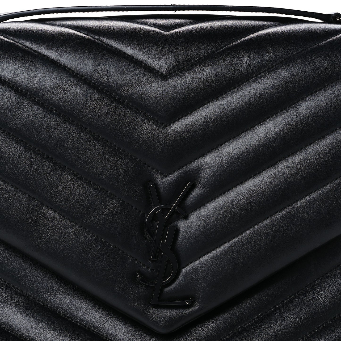 Calfskin Y Quilted Monogram Monochrome Large Loulou Chain Satchel Black
