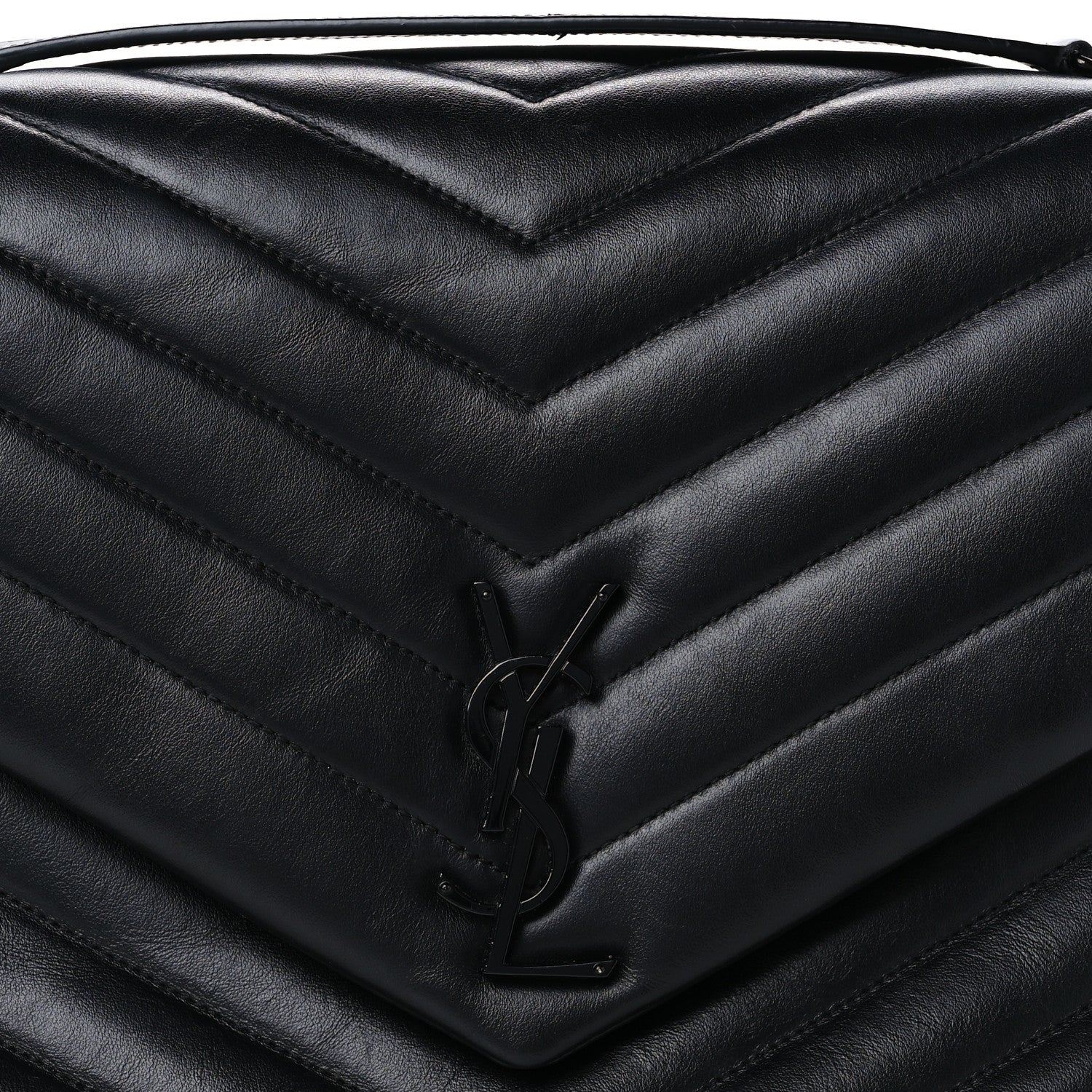 Saint Laurent Calfskin Y Quilted Monogram Monochrome Large Loulou Chain Satchel Black 9 of 11
