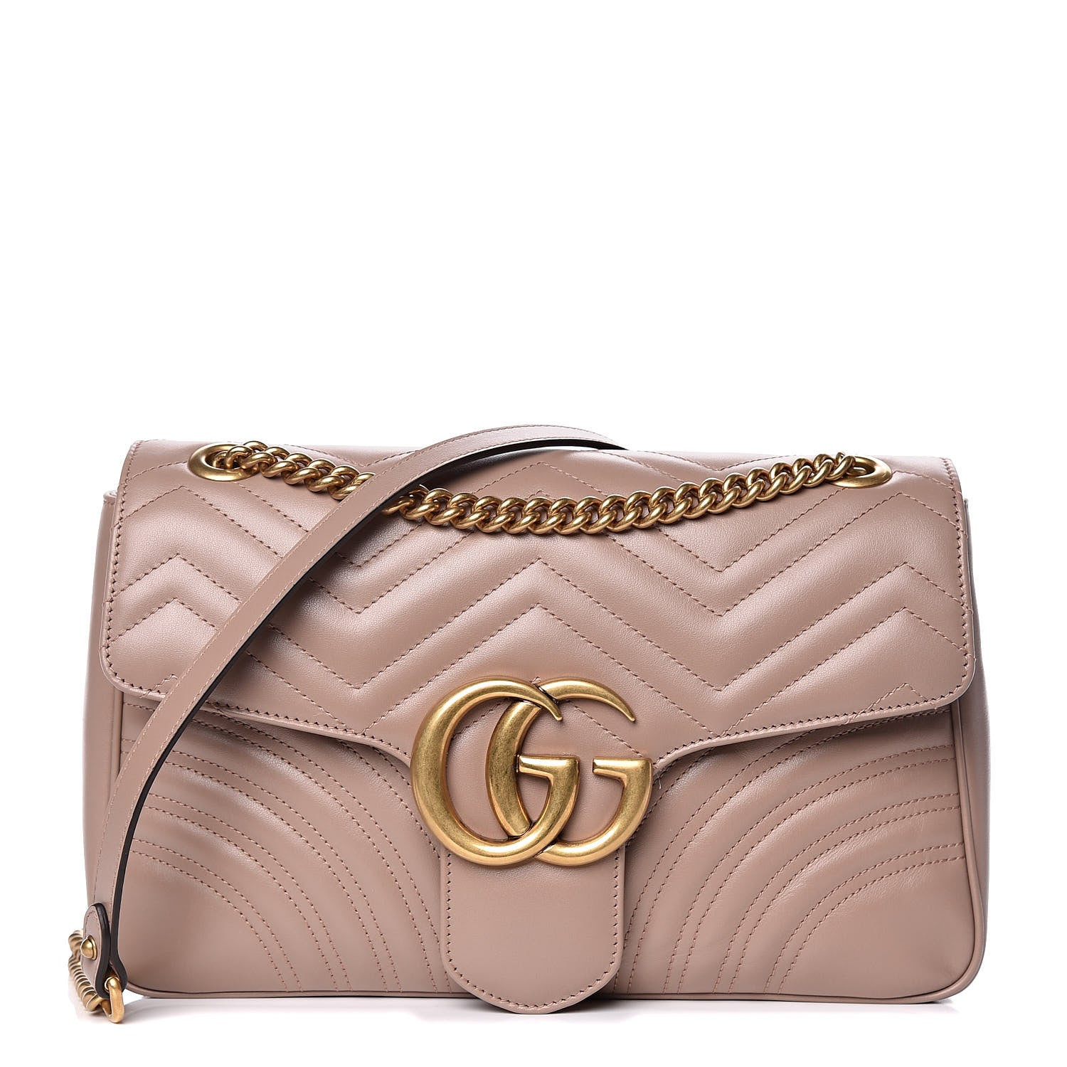 Gucci Calfskin Matelasse Medium GG Marmont Shoulder Bag Porcelain Rose 1 of 9
