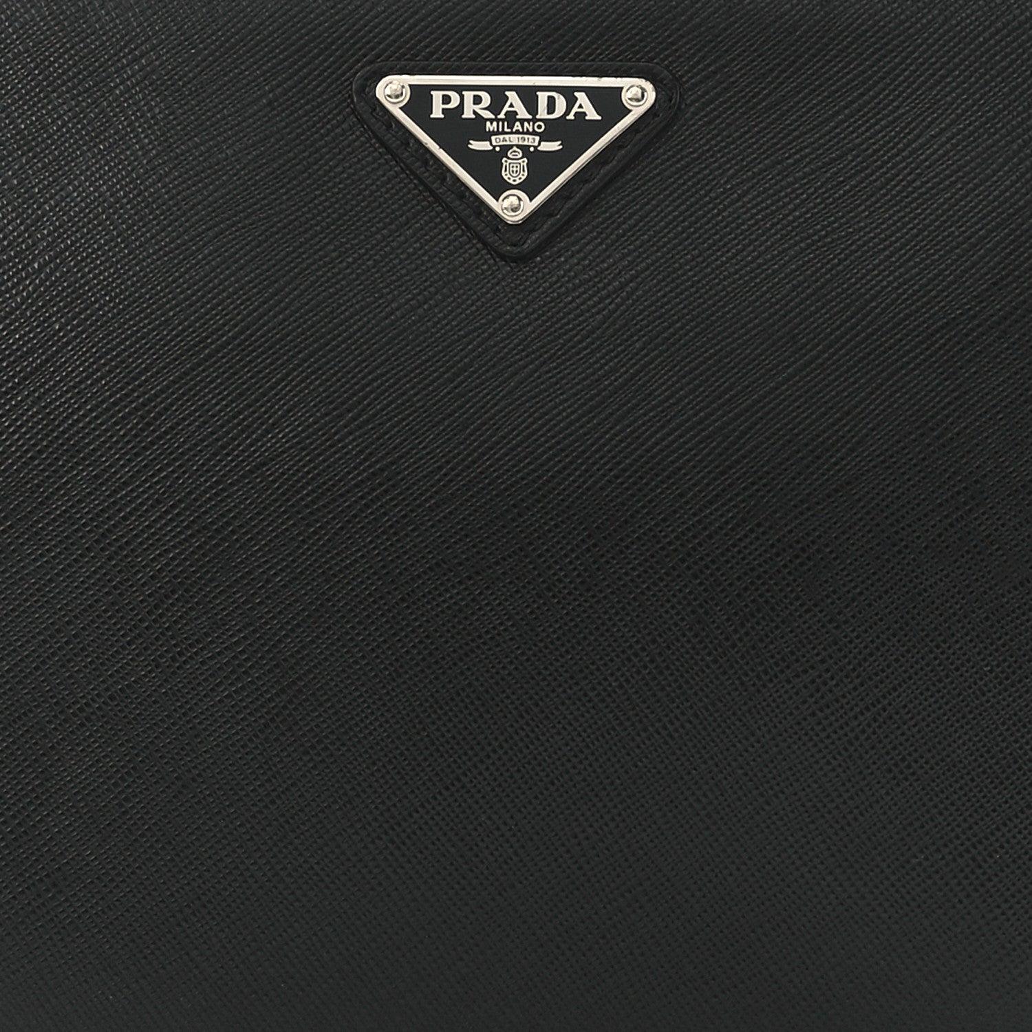 Prada Saffiano Travel Metal Triangle Logo Slip Handle Wristlet Pouch Black 9 of 12