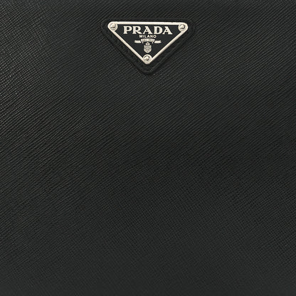 Prada Saffiano Travel Metal Triangle Logo Slip Handle Wristlet Pouch Black 9 of 12