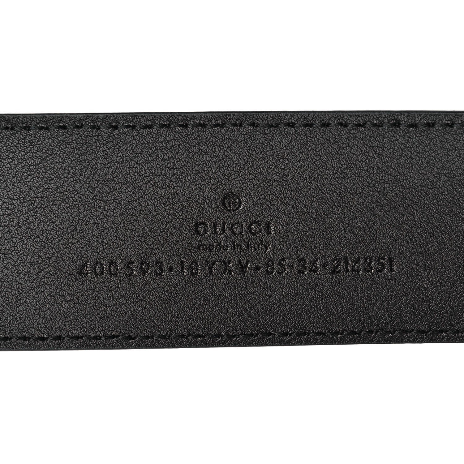 Gucci Azalea Calfskin Enamel Monochrome Double G 40mm Belt 85 34 Black 3 of 5