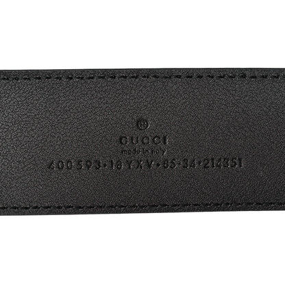 Gucci Azalea Calfskin Enamel Monochrome Double G 40mm Belt 85 34 Black 3 of 5