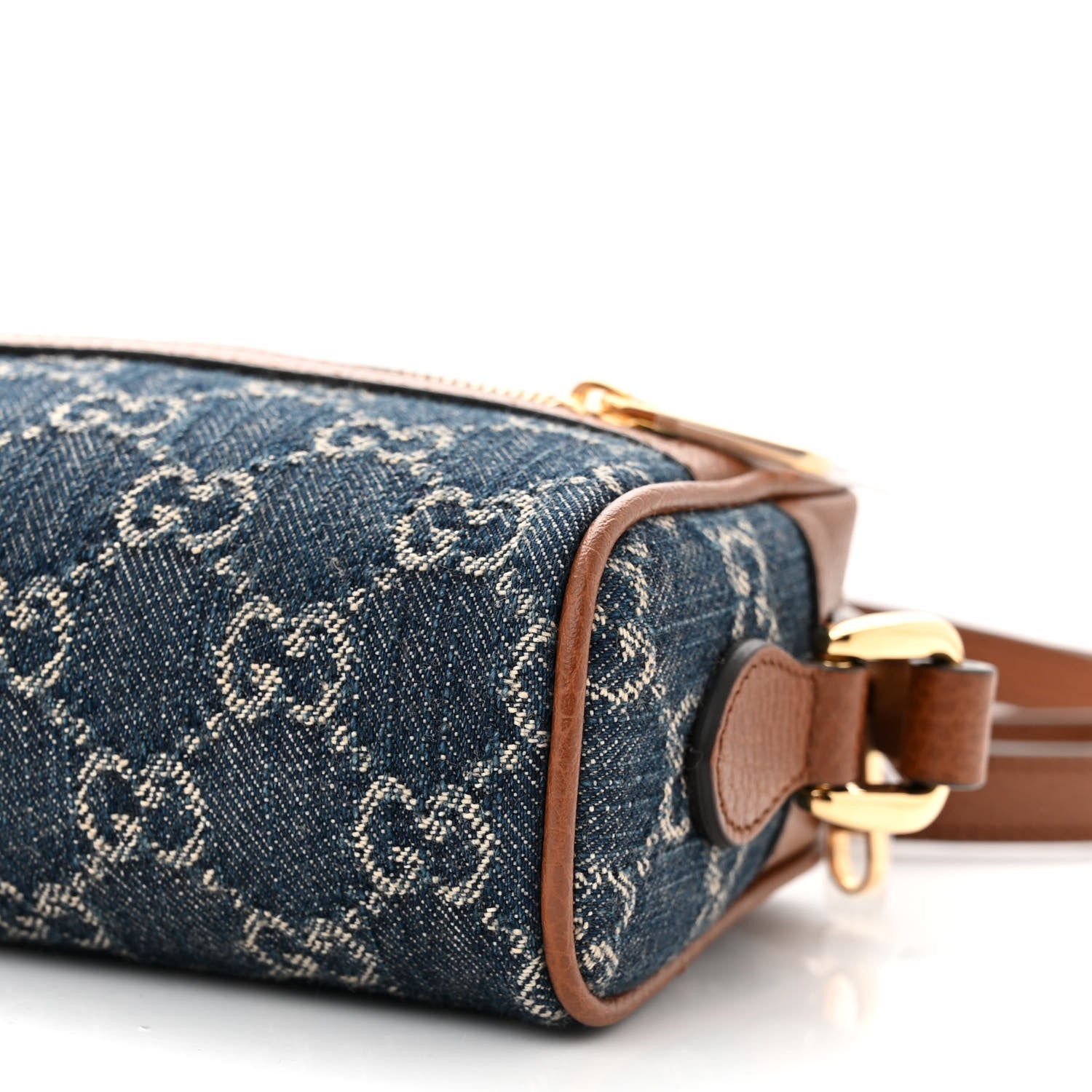 Gucci New Denim GG Monogram Dollar Calfskin Mini Ophidia Shoulder Bag Blue Tea Cuir Epilog 10 of 10