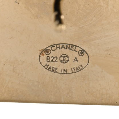 Chanel Metal Enamel CC Square Earrings Gold White Black 3 of 5