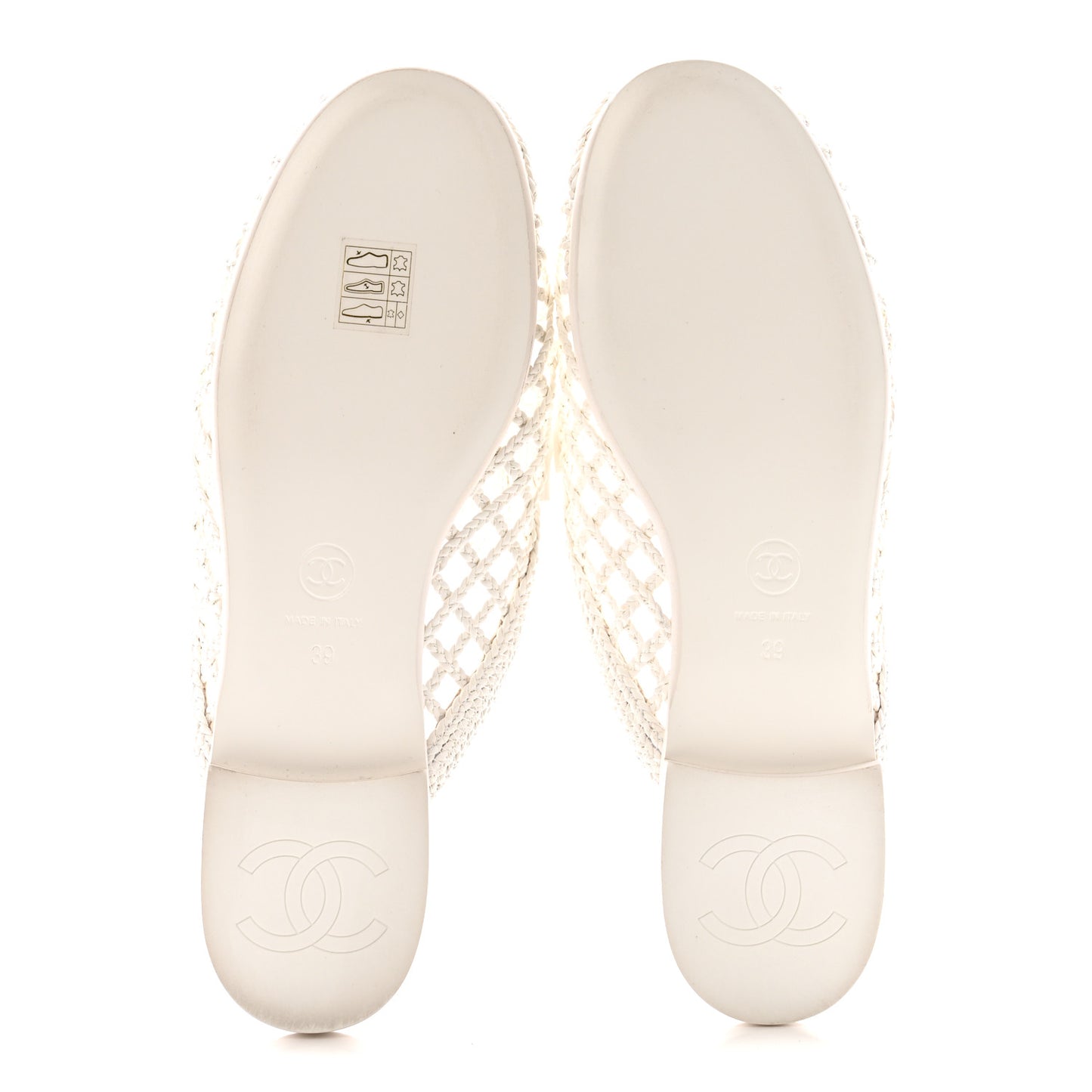 Braided Lambskin Mule Sandals 39 White