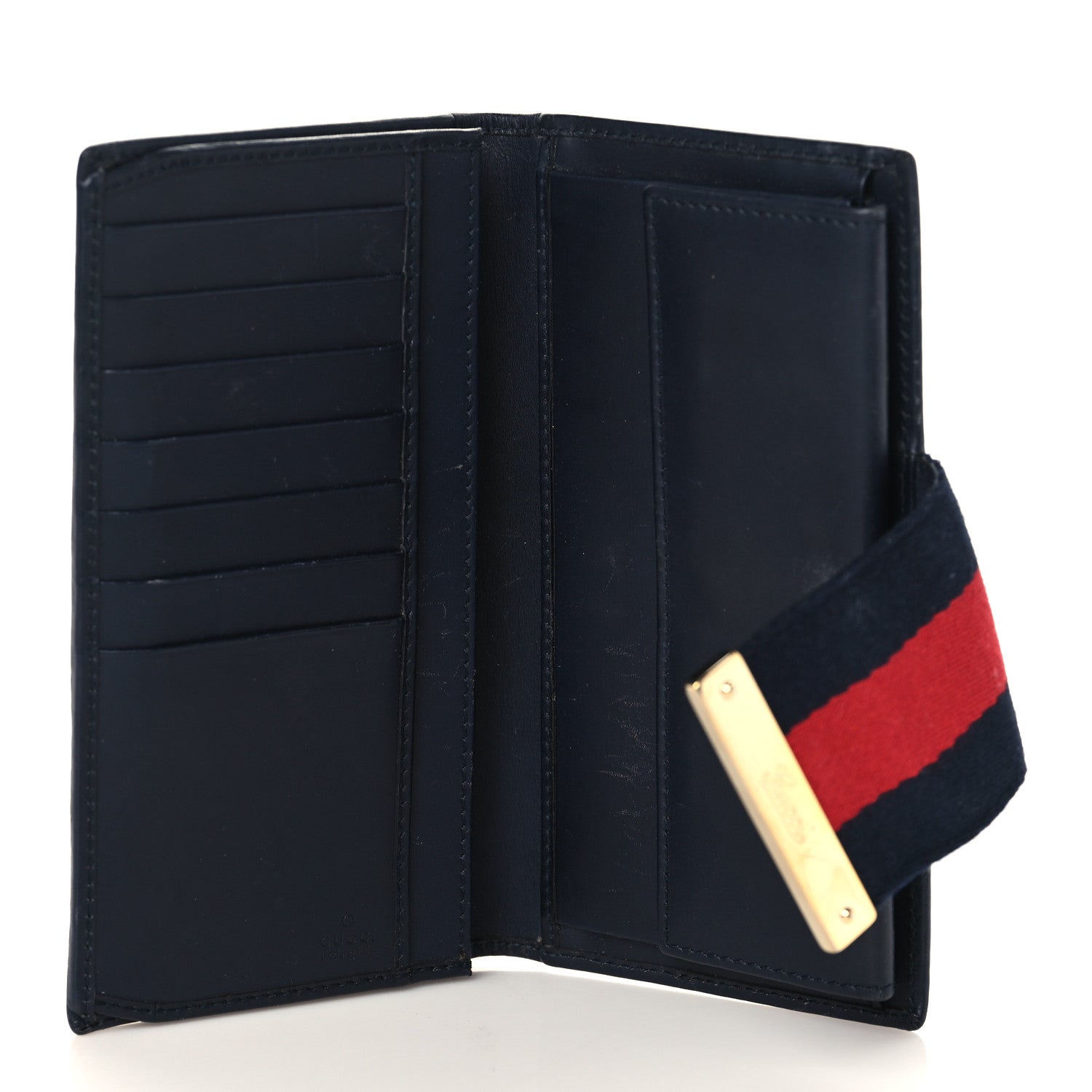 Gucci Monogram Calfskin Ladies Web Long Wallet Beige Blue 4 of 7