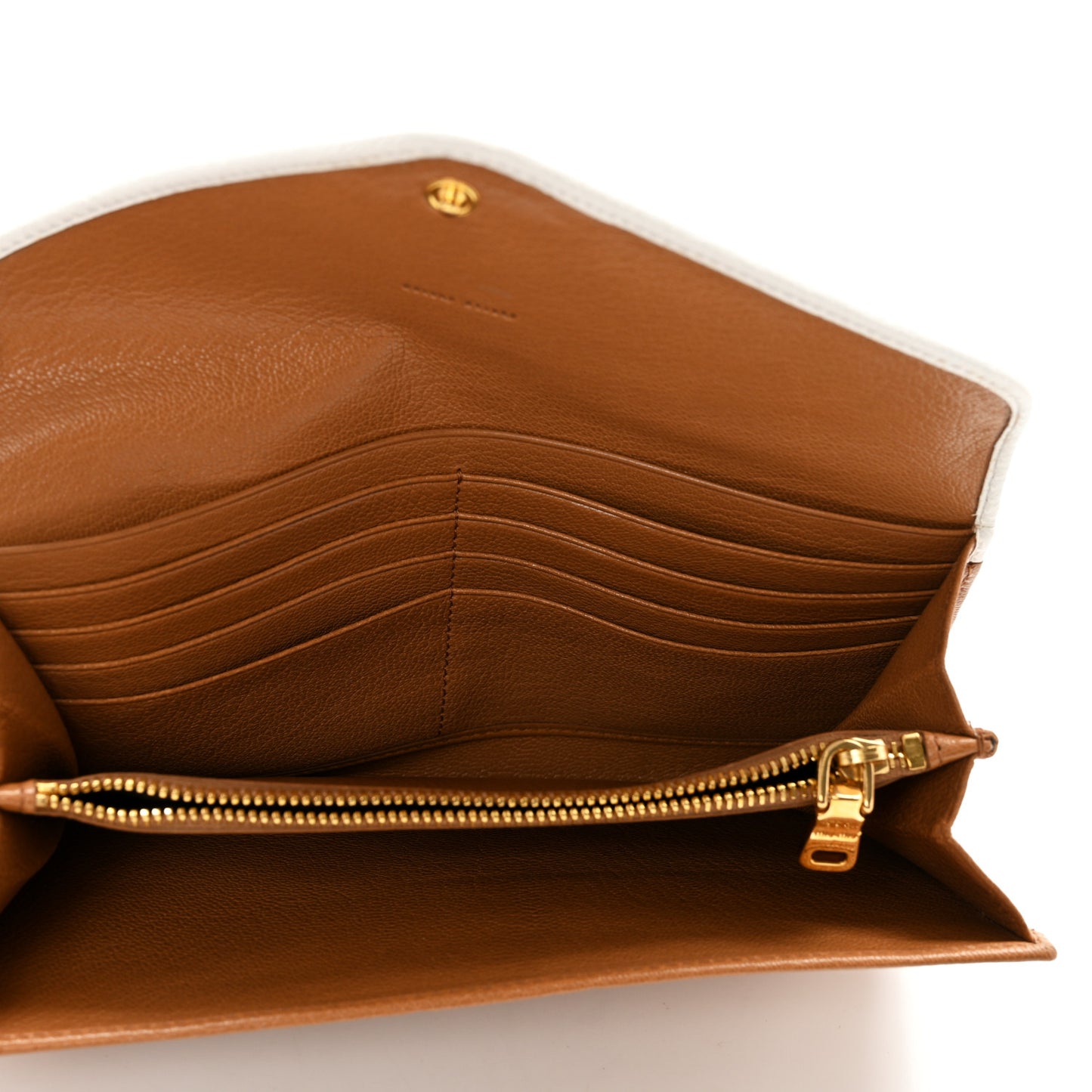 Goatskin Madras Bicolor Envelope Wallet White Cognac