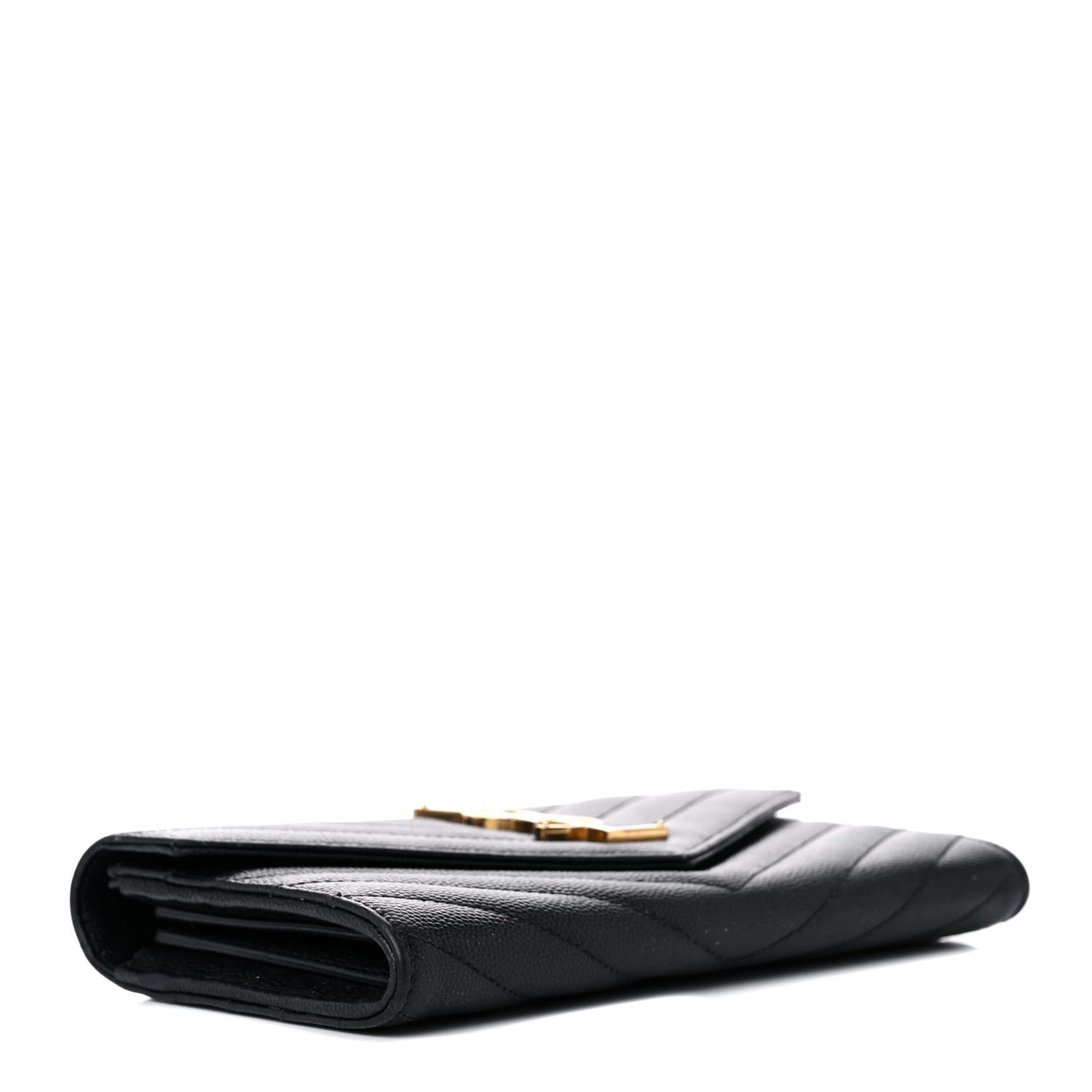 Grain De Poudre Matelasse Chevron Monogram Flap Wallet Black