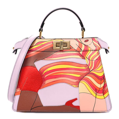 Fendi Vitello Seta Shiny Nappa Dancing Girls Inlay Small Peekaboo I SEE U Satchel Anemone Multicolor 1 of 8