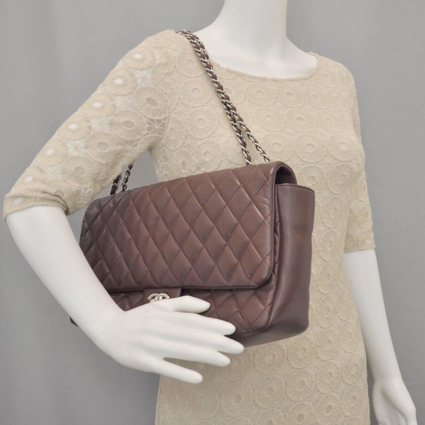 Lambskin Jumbo Coco Rain Flap Bordeaux