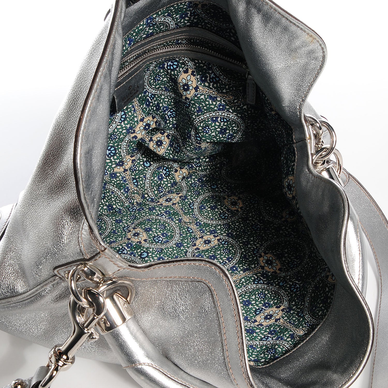 Gucci Leather Medium Indy Top Handle Hobo Silver 9 of 9