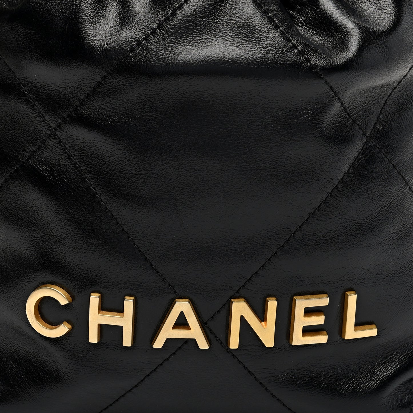 Shiny Calfskin Quilted Mini Chanel 22 Black