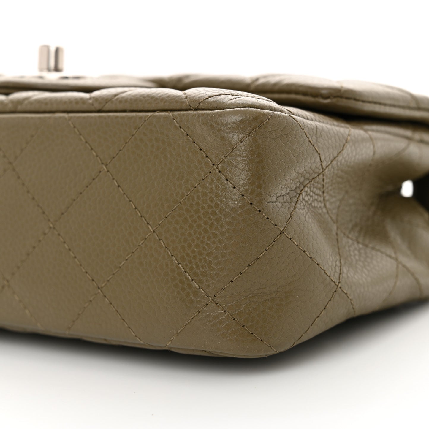 Caviar Quilted Mini Rectangular Flap Khaki