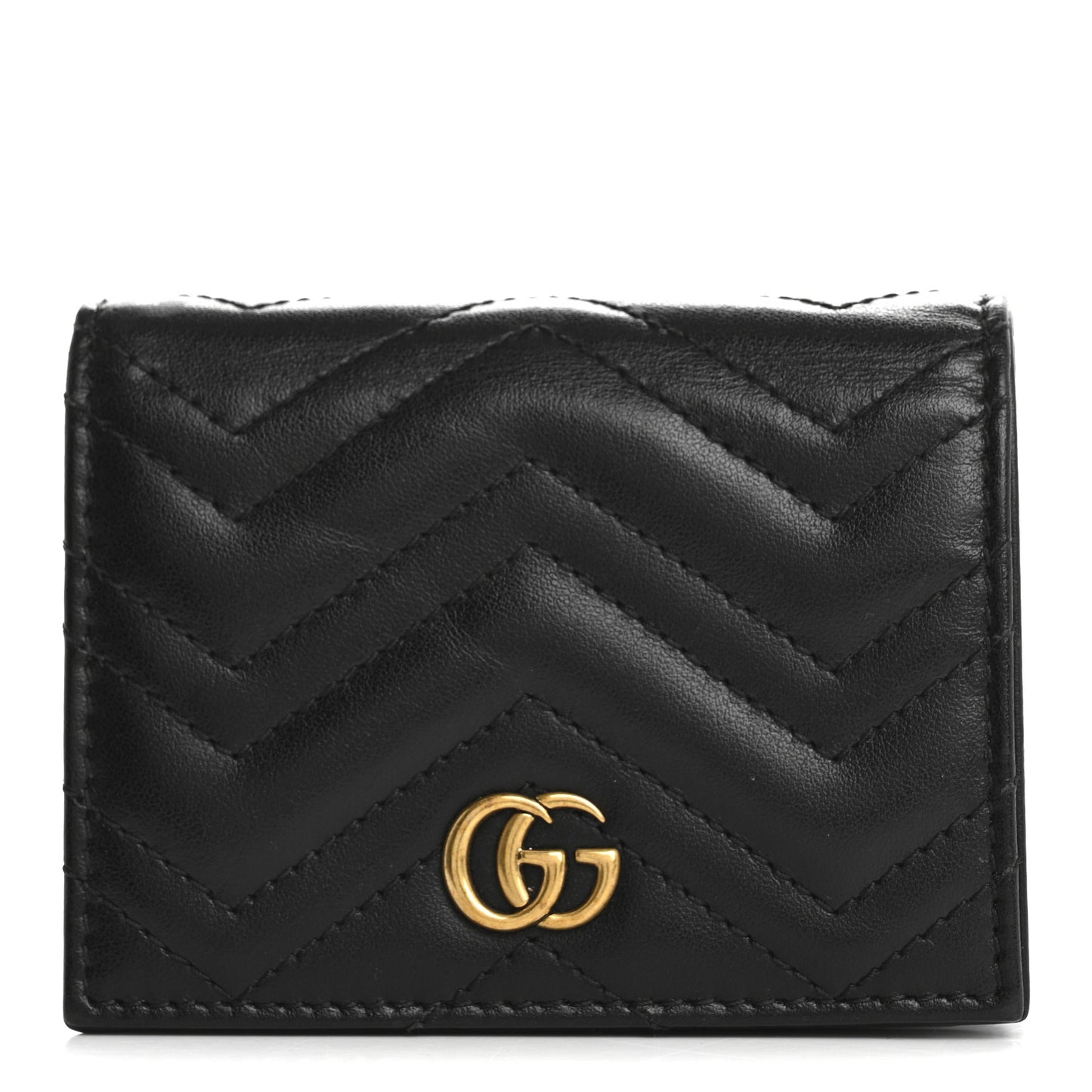 Calfskin Matelasse GG Marmont Card Case Wallet Black